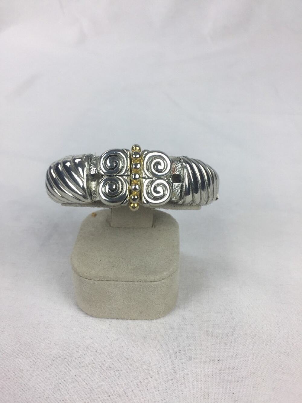 OLD FASHION SILVER GOLD BUTTERFLY CLASP BRACELET 3”X 2.5”